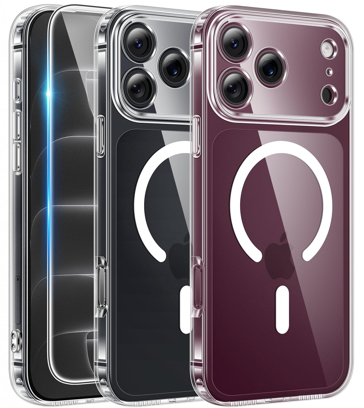 FNTCASE for iPhone 18 Pro Case/17 Pro Case Clear with Screen Protector | Anti Yellowing, Compatible with Magsafe, Magnetic, Rugged Shockproof Protective, Transparent Cell Phone Cover