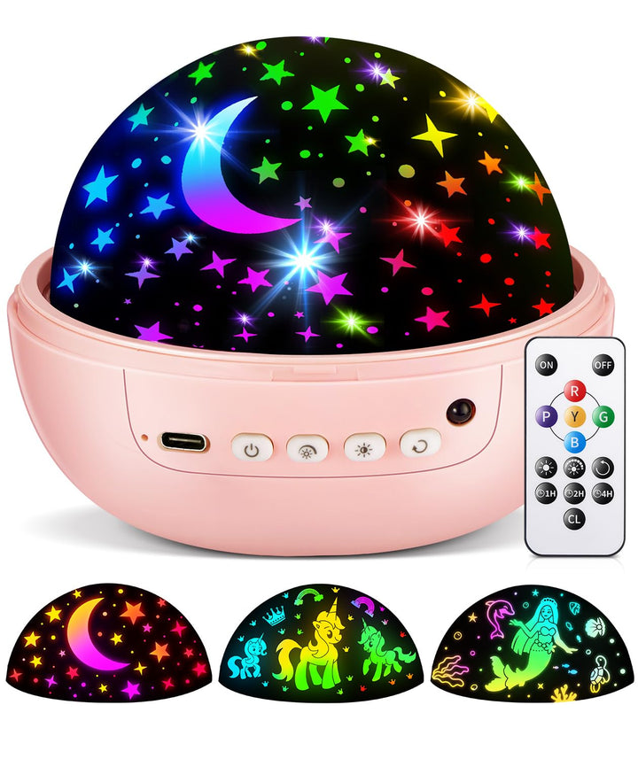 Star Projector for Kids, 3 Films+93 Colors Kids Projector Night Light | Unicorn Toys for Girls Age 4-6, 360° Rotating All Night, Remote+Dimmable+Timer, 3,4,5 Year Old Girl Gifts, Birthday, Bedroom