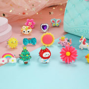 PinkSheep Little Girl Jewel Rings in Box,24 Lovely Girls Rings | Adjustable,No Duplication, Girl Pretend Play and Dress Up Rings,Birthday Christmas Gift