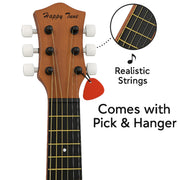 23" Acoustic Guitar, Kids 6 String Toy Guitar - Realistic Steel Strings - Beginner Practice First Musical Instrument for Children, Toddlers (Brown)