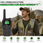 Walkie Talkies Long Range for Adults, Rechargeable FRS Two-Way Radio, 2Pack | NOAA weather alert. 1200mAh Li‑ion battery supports USB‑C charging. LED flashlight and VOX hands‑free function for Outdoors.