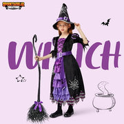 Spooktacular Creations Fairytale Witch Cute Witch Costume Deluxe Set with Broom for Girls