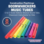 Constructive Playthings Boomwhackers Music Sensory Sound Tubes, Set of 8 | C to C Scale Musical Sound Tube, Classroom Instruments for Kids, Diatonic Set of 8
