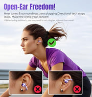 Kinglucky Clip-On Earbuds Gen 3, Open-Ear Wireless Bluetooth 6.0 Headphones with Mic, Secure Fit for Small Ears & Glasses Wearers, 50H Playtime, ENC, IPX5 Waterproof Sport Ear Buds (Purple)