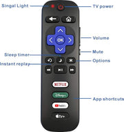 B Brainice Replacement Universal Remote for All Roku TV (2-Pack) | Indicator light, Oversized font, Smooth buttons, Senior-Friendly, Premium
