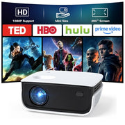 Mini Projector, NICPOW Upgrade Portable Outdoor Movie Projector, 1080P and 200" Supported Small Projector Compatible with TV Stick, Phone, PS5, HDMI, USB for Home, Bedroom, Gaming, Outdoor Use