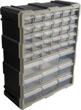 39-Drawer Plastic Small Parts Organizer, Black for Desktop, Tabletop, or Wall Storage Drawers for Organizing Hardware, Crafting Supplies, Garage, or Classroom