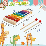 LovesTown Wooden Xylophone, 8 Rainbow Keys, 2 Mallets | Xylophone for Kids, Toddler Percussion Instruments, Music Toys, Goodie Bag Stuffers, Gifts for Kids