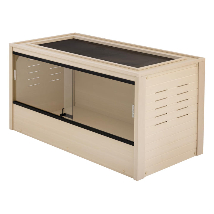 New Age Pet® ECOFLEX® 48" Mojave Reptile Enclosure, Large, Maple | Reptile enclosure for snakes, tortoises & lizards; sliding glass doors, mesh top; tool-free assembly