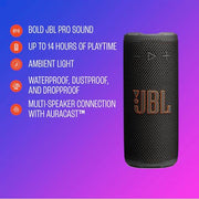 JBL Grip Portable Bluetooth Speaker, Waterproof, Ambient Light - Black | Up to 14 Hr Playtime, AI Sound Boost, IP68 Waterproof And Dustproof, Drop-Proof, App Control, Ideal For Outdoor And Travel