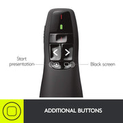 Logitech Wireless Presenter R400 USB A PowerPoint Clicker with Laser | USB-A connection, PowerPoint clicker, presentation remote control
