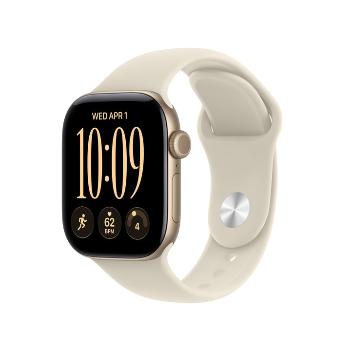 Apple Watch Series 12 GPS 42mm Smartwatch | Light Gold Aluminum Case, Sand Sport Band - S/M. Health + Fitness + Sleep Tracking, Heart Rate, Safety