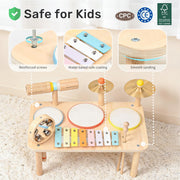 WINGYZ Kids Drum Set, 9-in-1 Montessori Toys | Wooden Musical Instruments for Toddlers, Baby Musical Toys with Drums, Xylophone, Helps Hand-Eye Coordination