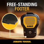 DEWALT Mini Wearable Bluetooth Speaker, Clip-On Jobsite Pro (Yellow) | Water-Resistant Portable Wireless Speaker (Non-Magnetic), Built-in Mic for Hands-Free Music/Calls, Bluetooth Speaker