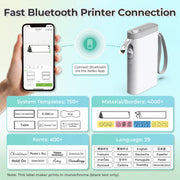 Nelko P21 Label Maker Machine with Tape, Bluetooth Label Printer, White | Creative App & Multiple Templates, Inkless Printing, Built-in Cutter, Ideal for School, Teacher Supplies, Office, and Home