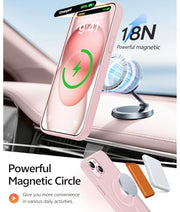 FNTCASE for iPhone 15/14/13 Case, Fit for Magsafe, Glass Screen Protector | Translucent Matte, Magnetic Phone Cases, 14FT Military Grade Drop Protection, Slim Shockproof Protective Cover, Light Pink
