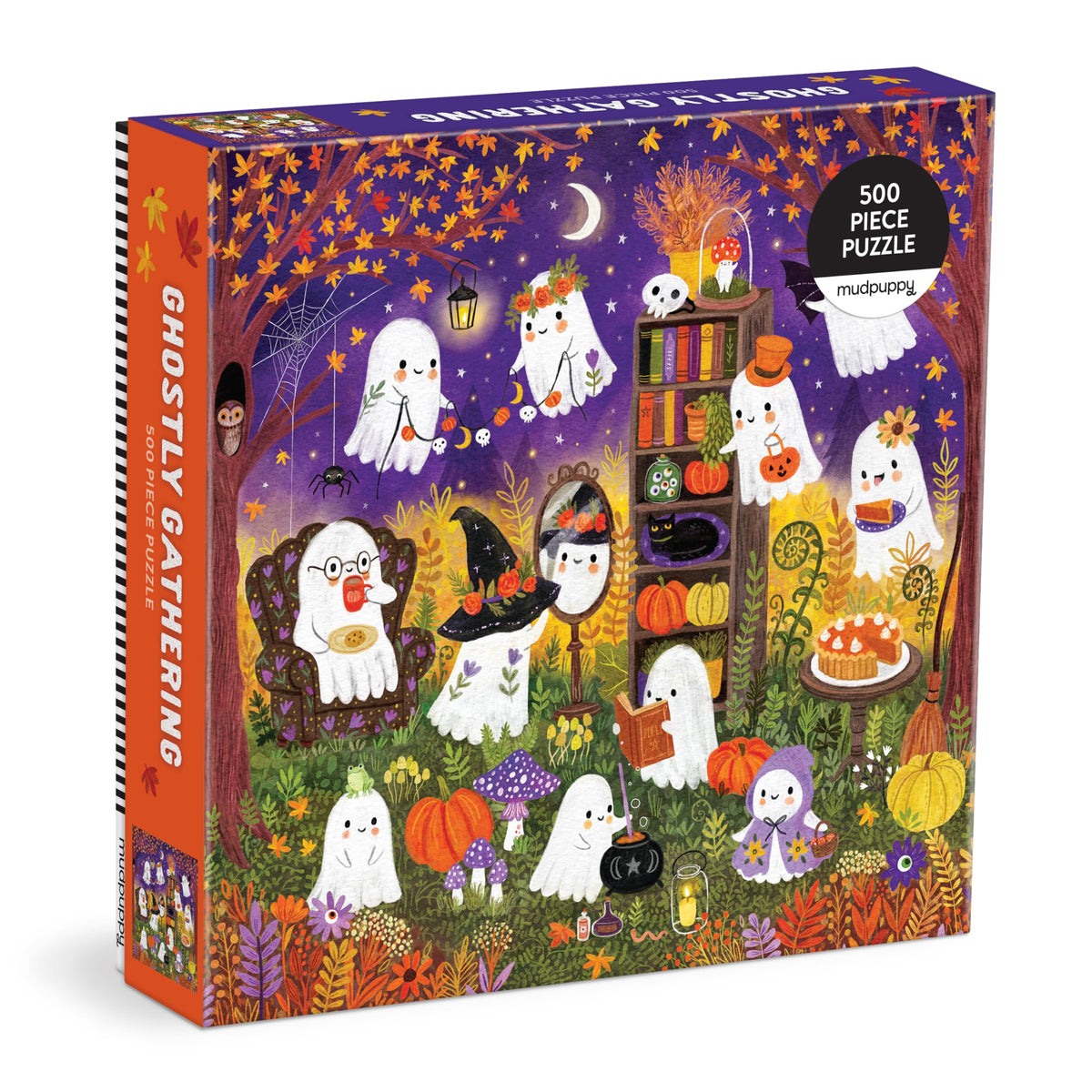 Mudpuppy - Ghostly Gathering 500 Piece Jigsaw Puzzle | Illustrated by Jenny Miriam Hughes, Halloween, For Adults, Family, and Kids, Recycled Paper, No Dust, Finished Size 20" x 20"