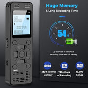 128GB Digital Voice Recorder for Lectures Meetings - EVIDA 9296 Hours Voice Activated Recording Device Audio Recorder with Playback,Password
