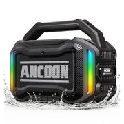 ANCOON Speakers Bluetooth Wireless: 80W(Peak) Loud Speaker with Bass | 20H, Rugged, IPX6 Waterproof, Large Jobsite Speakers for Work, Outdoor, Workshop, Garage - Portable Handle with TWS (Black)