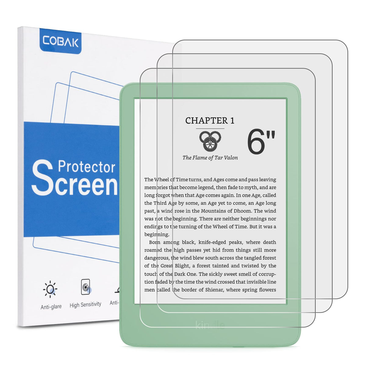 CoBak 3 PackScreen Protector for 6" Kindle 2024 and 2022 (11 Generation) | Anti-Glare Matte, High Clarity, Fingerprint Resistant, Bubble-Free, Precisely‑Cut for Kindle Accessories