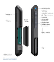 Wireless Presenter, Hyperlink Volume Control Presentation Clicker RF 2.4GHz USB PowerPoint Clicker Presentation Remote Control Pointer Slide Advancer (Black)