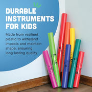 Constructive Playthings Boomwhackers Music Sensory Sound Tubes, Set of 8 | C to C Scale Musical Sound Tube, Classroom Instruments for Kids, Diatonic Set of 8