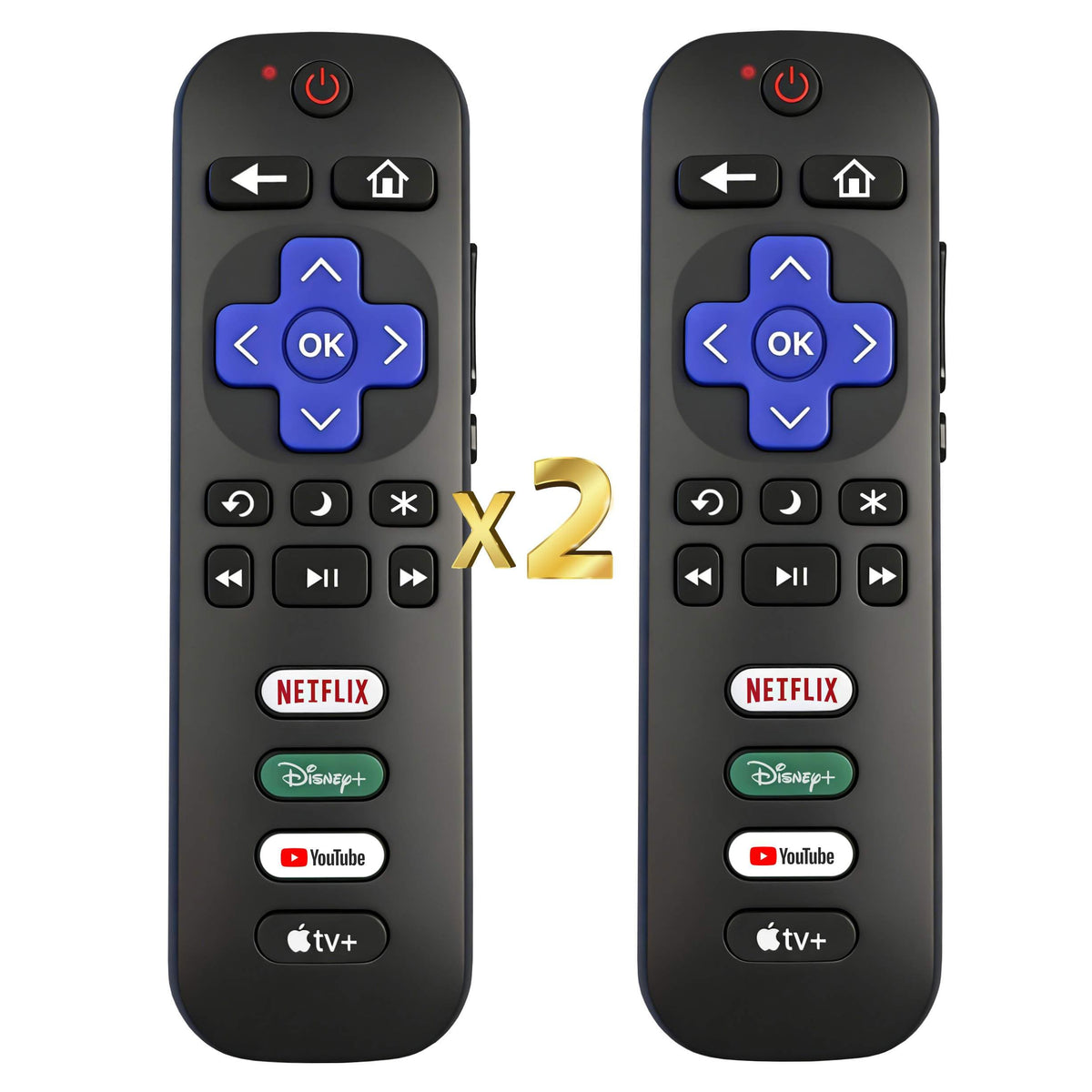 B Brainice Replacement Universal Remote for All Roku TV (2-Pack) | Indicator light, Oversized font, Smooth buttons, Senior-Friendly, Premium