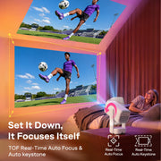 Aurzen Roku TV D1R air USB-C Powered Smart Portable Outdoor Projector White | Roku TV Built-in, WiFi & Bluetooth, Power Bank Supported, Native 1080P, DoIby Audio, Mini Projector for Home & Outdoor Movies