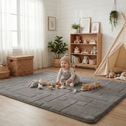 Classic Grid Faux Fur Jacquard Plush Play Mat