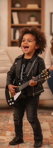 Simba Kids Electric Guitar 22 in. with Real Metal Strings, Black Rock Guitar for Kids Ages 4+
