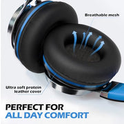 AILIHEN C8 Kids Wired Headphones with Mic for School, 3.5mm Jack, BlackBlue | On Ear Headsets and Volume Control Foldable, Corded Computer Chromebook for Children Teens Classroom Online Learning Travel