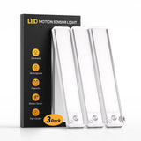 Under Cabinet Kitchen Lights, Motion Sensor Lights Indoor, 20CM, 3 Pack | Long-lasting, 6000K LED, Dimmable, Magnetic, Rechargeable, Wireless, Includes 2 USB Cables, for Kitchen/Wardrobe/Shelf Use