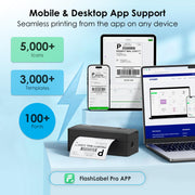 KNAON Shipping Thermal Label Printer, 4x6 Portable Label Printer, Black | Bluetooth Label Printer, Portable for Home Office & Small Business, Works with iPhone, Android, PC, Perfect for Etsy, USPS