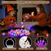 Halloween Party Favors 50Pcs Trick or Treats Halloween Toys for Kids | Halloween Party Favors for Kids & Adults, Non‑candy Gift Bag Fillers, Light Up Rings for Halloween party supplies