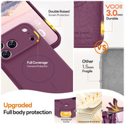 Vooii Magnetic for iPhone 18 Pro Max Case 6.9" Silicone, Burgundy | Compatible with Magsafe, Full Camera Protection, Soft Microfiber Lining, Shockproof Case for iPhone 18 Pro Max Cherry Red