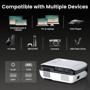 HAPPRUN Native 1080P Bluetooth Projector - Standard | Native 1080P • Mini & Portable • Easy Setup • Built-in Speaker • HDMI for PC, Laptop & PS5