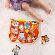 Melissa & Doug Farm Animals Jumbo Knob Wooden Peg Puzzle | 8 Jumbo Peg Pieces, Wooden Board, Farm Animal Matching, Shape Recognition, Montessori Inspired Toddler Toys for Kids, Ages 1+