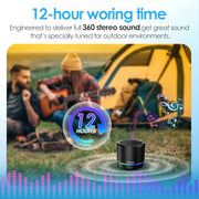 Portable Bluetooth Speaker 5.4, Mini Speaker with Noise Reduction Mic,Black