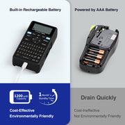 SUPVAN E11 Keyboard & Bluetooth Label Maker Machine with 4 Tapes | Rechargeable, Versatile App with 30+ Fonts and 660+ Icons, Minimal Margin, Inkless, for School, Home, Kitchen, Office