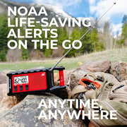 Midland - ER310PRO, Portable Emergency Bluetooth Weather AM/FM Radio | 10,000 mAh Power Bank - Multiple Power Sources, SOS Flashlight, Ultrasonic Rescue Dog Siren, & NOAA Weather (Red/Black)