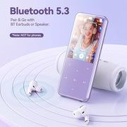 AGPTEK 64GB MP3 Player with Bluetooth, M3 2.4'' Player with Speaker | with FM Radio, Touch Buttons, Supports Up to 128GB(Purple)