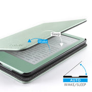 CoBak Case with Stand for for 6" Kindle (2024 & 2022, 11th Gen) | PU Leather Smart Cover with Auto Sleep/Wake & Hand Strap, sage green
