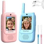 Upgraded Kids Video Walkie Talkies 2 Pack, Rechargeable Long Range Walkie Talkies for Kids, Video Intercom with Voice-Changing, Photo Sharing, Voice Chat, Emoji Messaging Modes