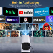 YGSKK Mini Projector with Wifi and Bluetooth, Built-in Apps,Movie Projector | Electric Focus Portable Projector, 1080P Video Projector for Bedroom, Supports Smartphone/TV Stick/iPad/PS5/Laptop/HDMI/USB
