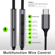 USB C Headphones Wired Earbuds for Samsung iPhone 18/17/16/15 Pro Max