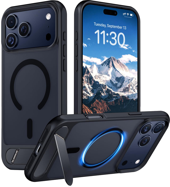 Temdan Magnetic for iPhone 18 Pro Max Case/iPhone 17 Pro Max Case Stand | [Built-in Invisible Kickstand][Compatible with MagSafe][Military Grade Shockproof] Slim Translucent Matte Phone Case 6.9"