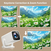 Mini Projector 4K Support, Portable Projector Full HD 1080P Support | Short Throw, 270° Rotation, Outdoor&Indoor, Ceiling Projection, Smartphone, TV Stick, Laptop, HDMI, USB, PS5 Compatible