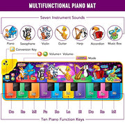 Floor Piano Mat, Musical Educational Keyboard Playmat for Kids Aged 1 2 3+ | Musical Animal Touch Play Toy & Dancing Mat, 25 Music Sounds Sensory Educational Toy, Ideal Gifts for Ages 1-3+ Boys Girls
