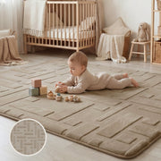 Classic Grid Faux Fur Jacquard Plush Play Mat