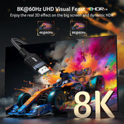 Acer HDMI 2.1 Cable 6.6FT (8K@60Hz,4K@120Hz) 48Gbps High-Speed Braided Cord | Certified HDMI Cable Supports HDR10+/HDCP 2.2 & ARC/eARC, Compatible with PS5, PS4, Xbox, Monitors, Laptops, Roku TV, HDTV